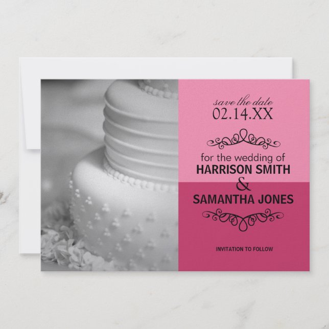 Convite Anúncios de Save the Date de Casamento Rosa Duplo (Frente)