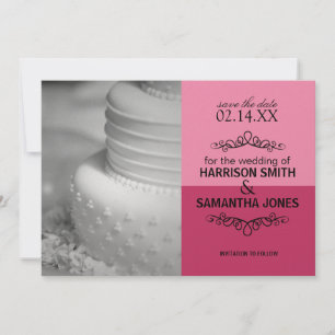 Convite Anúncios de Save the Date de Casamento Rosa Duplo