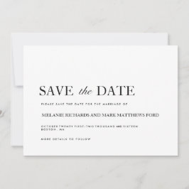 Convite Anúncios de Save The Date modernos em preto e bran