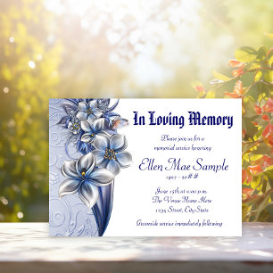Convite Anúncios de Serviço Memorial Azul Elegante