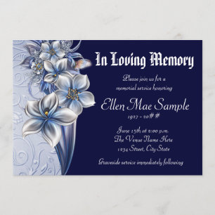 Convite Anúncios de Serviço Memorial Azul Elegante