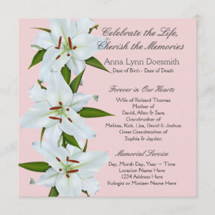 Convite Anúncios de White Lily Funeral