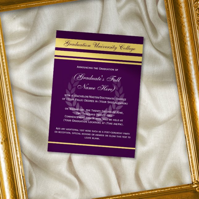 Convite Anúncios formais de Formandos ~Roxos (formal college graduation announcement cards)