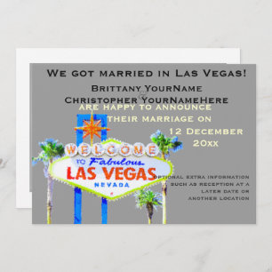 Convite Anúncios Fotográficos de casamento de Las Vegas