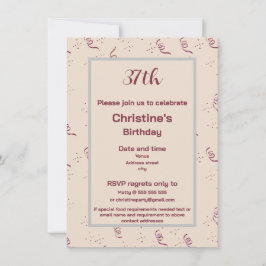 Convite Any Age Birthday Confetti & Ribbon Silhouette Art