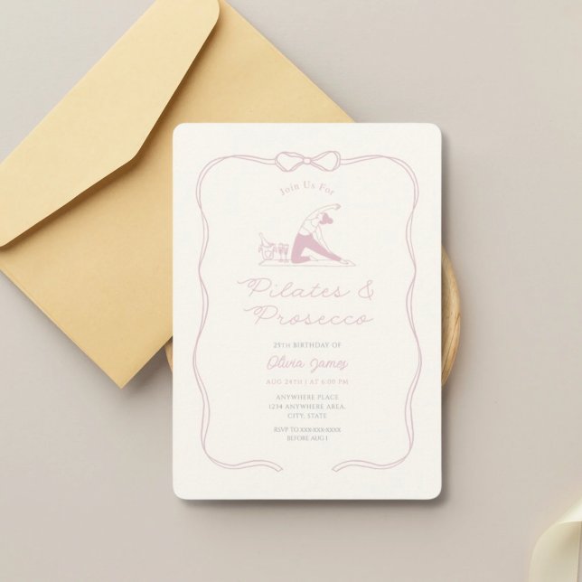 Convite Any age pilates and prosecco birthday (Criador carregado)