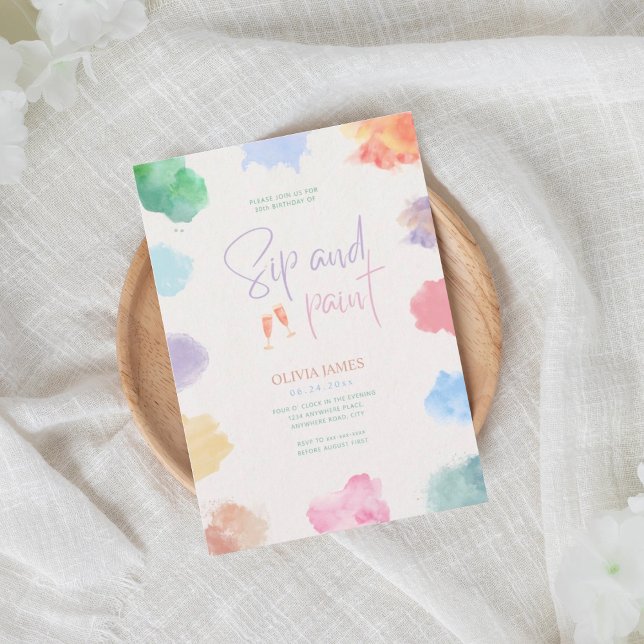 Convite Any age sip and paint birthday  (Criador carregado)