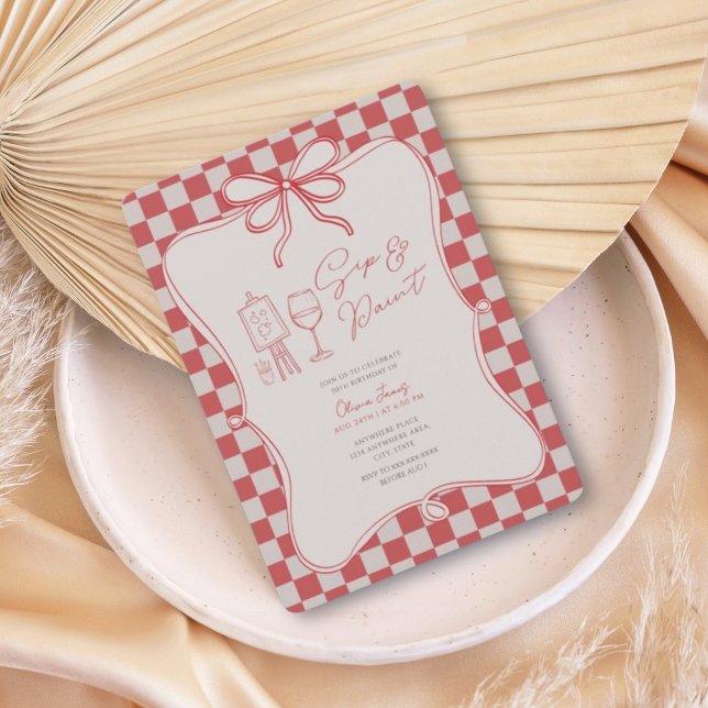 Convite Any age Sip and paint birthday (Criador carregado)