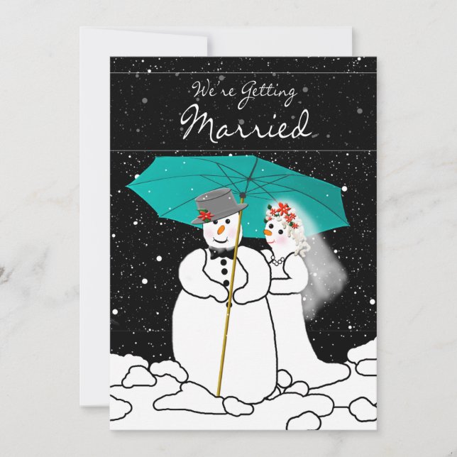 CONVITE AO casamento no inverno - CASAL SNOWMAN (Frente)