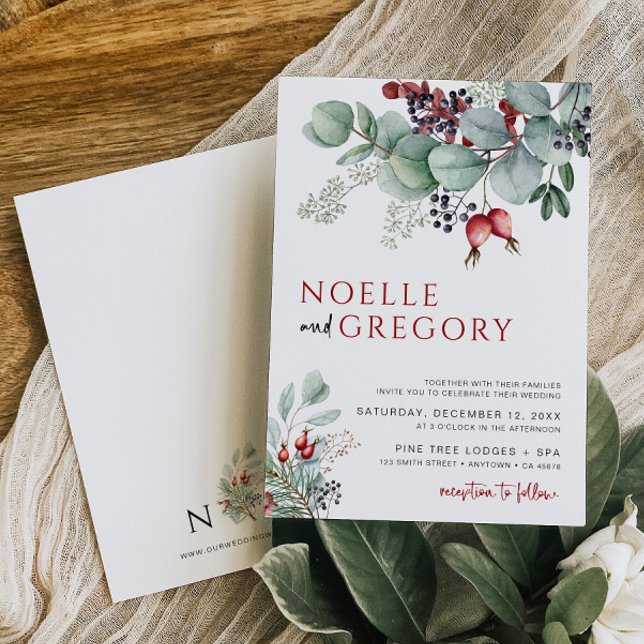 Convite ao casamento no inverno Eucalyptus Botanic (Criador carregado)