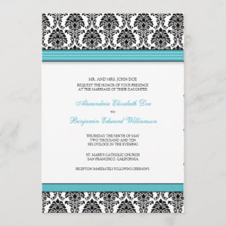 Convite ao Casamento tema damasco clássico (fitas