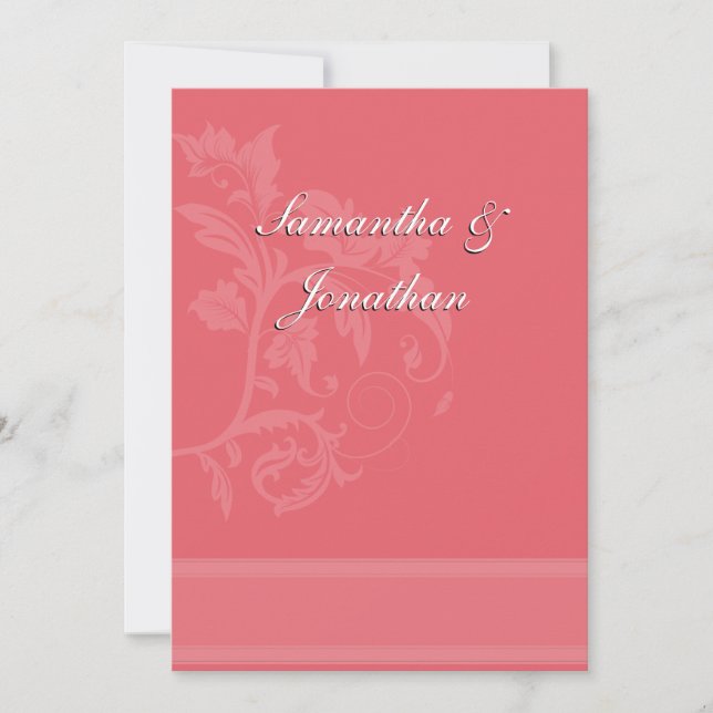 Convite ao Casamento tema damasco - Rosa de Honeys (Frente)