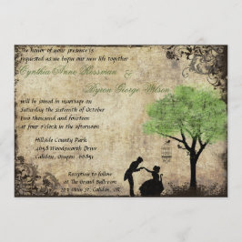 Convite ao Casamento vintage da Proposta em Verde