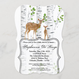 Convite ao Chá de fraldas 5x7 Deer Doe Buck Woodla