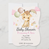 CONVITE AO CHÁ DE FRALDAS BABY GIRAFFE