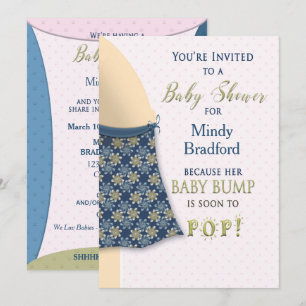 CONVITE AO CHÁ DE FRALDAS - BUMP DO BEBÊ - FUN-H