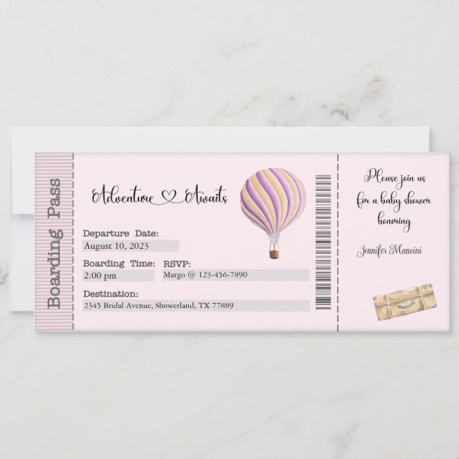 Convite ao chá de fraldas, Chá de fraldas de viage (Frente)