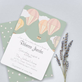 Convite ao chá de fraldas com balões de ar quente