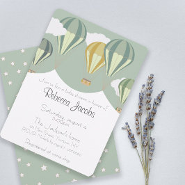 Convite ao chá de fraldas com balões de ar quente