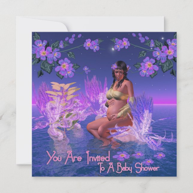 Convite Ao Chá de fraldas Com Elf Afro-Americano (Frente)