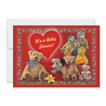 Convite ao chá de fraldas com Ursos de Teddy