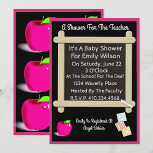 Convite Ao chá de fraldas De Um Professor Com Maçã