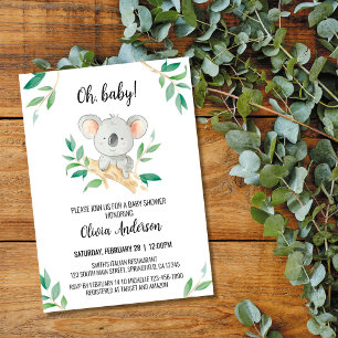 Convite ao Chá de fraldas Koala, Watercolor Koala