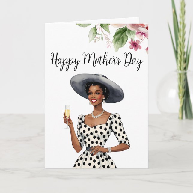 Convite Ao dia de as mães - Dama Com Pele Escura (Frente)