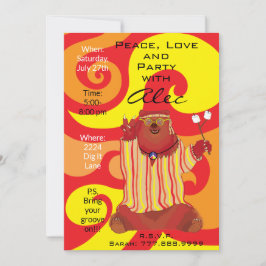 Convite ao Estilo do Groovy Peace Bear 1960