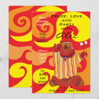 Convite ao Estilo do Groovy Peace Bear 1960