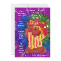 Convite ao Estilo do Urso de Paz Colorido de Groov