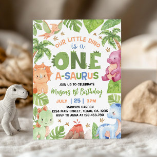 Convite ao primeiro aniversario Dinossauro One-A-S