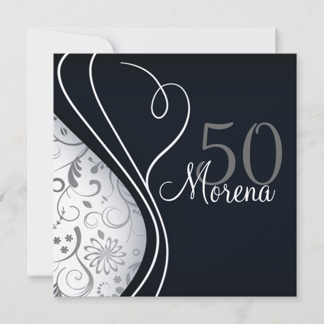 Convite ao Quadrado Negro Elegante (Frente)