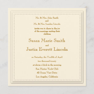 Convite ao Quadrado Simples de Creme de Elegância