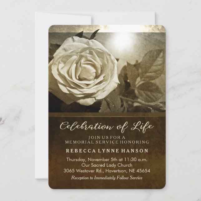 Convite ao Serviço Memorial de Nostalgia do Rosa O (Frente)