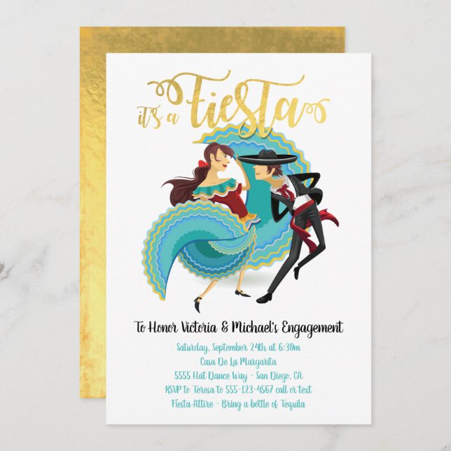 Convite aos Dançarinos Espanhóis Fiesta Mexicanos (Frente/Verso)