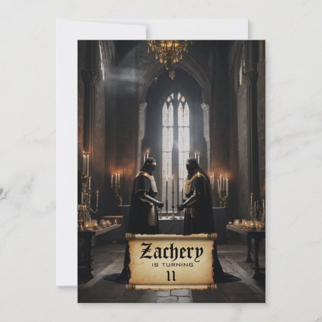 Convite *~* AP88 Castle Medieval Theme 2 KNIGHTS Aniversár (Frente)