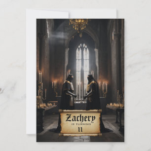 Convite *~* AP88 Castle Medieval Theme 2 KNIGHTS Aniversár