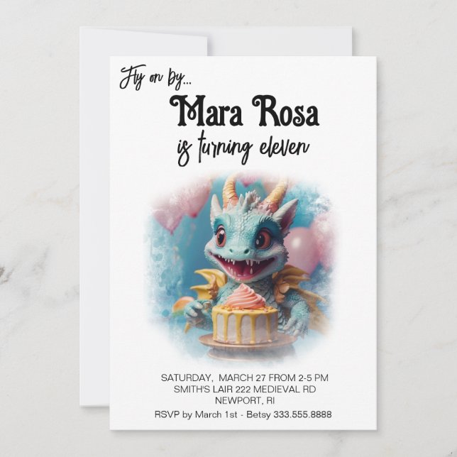 Convite *~* AP88 FOTO Festa de aniversário doce do dragão  (Frente)