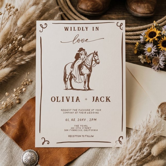 Convite Apaixonadamente Western Casamento Rústico de Caval (Criador carregado)