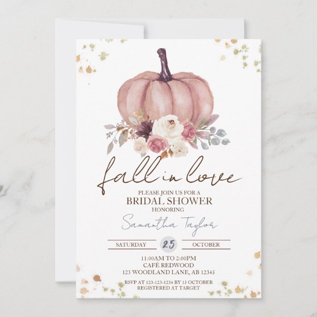 Convite Apaixonado, Chá de panela de outono, Floral (Frente)