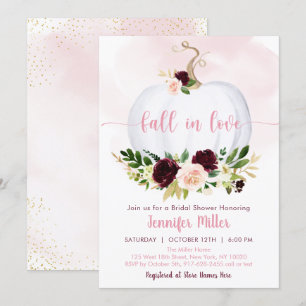 Convite Apaixonado Chá de panela De Pumpkin Pink Burgundy