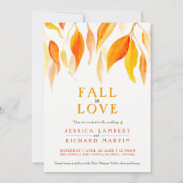Convite Apaixonado cor d'água laranja folhas casamento