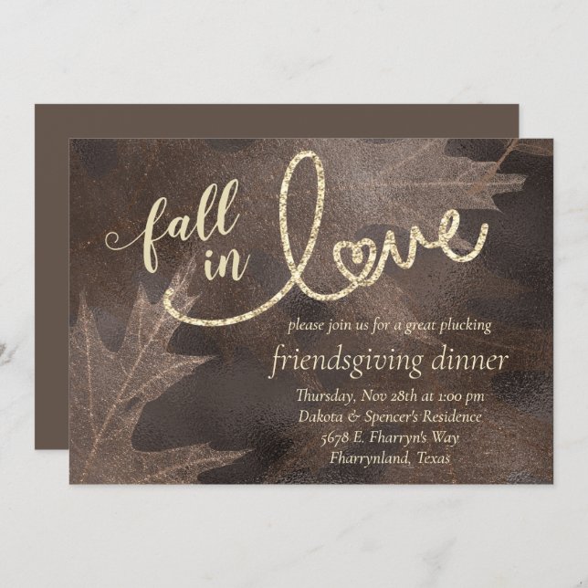 Convite Apaixonado pelo outono | Ação de Amizade Elegante (Frente/Verso)