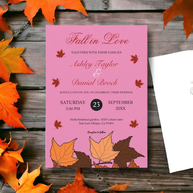 Convite Apaixonado por Casamento outono Elegante de Folhas (Criador carregado)