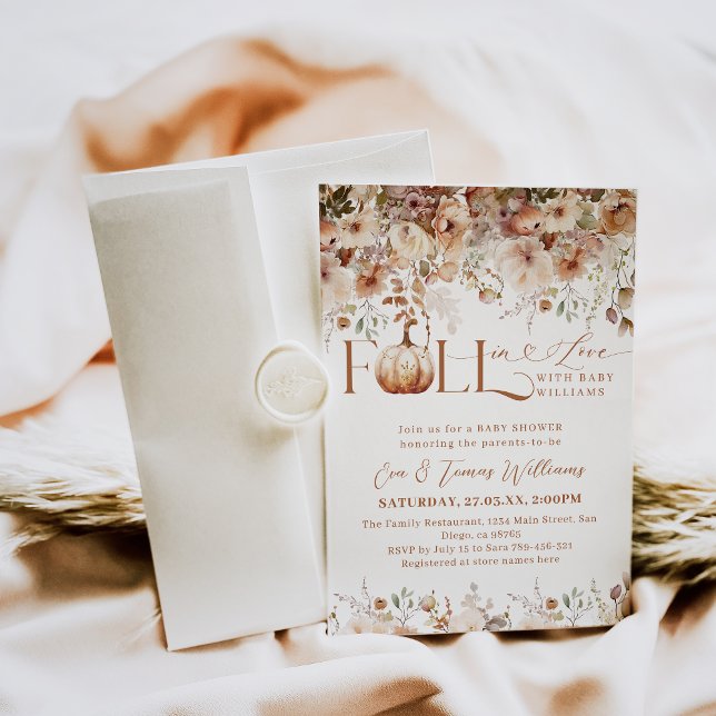 Convite Apaixonado por Chá de fraldas Russo de Flor Selvag (Criador carregado)