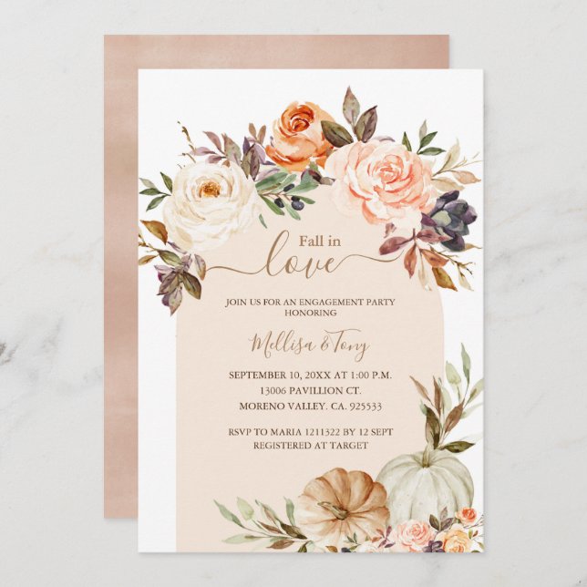 Convite Apaixonado por Pumpkin Laranja Queimado Apaixonado (Frente/Verso)