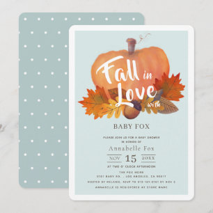 Convite Apaixonado Pumpkin Fall deixa Chá de fraldas azul
