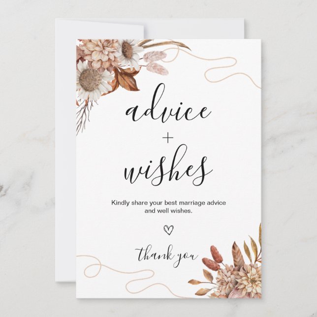 Convite Apaixonados | Boho Advice and Wish Wedcard (Frente)