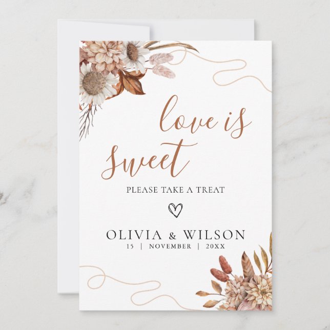Convite Apaixonados | Boho Wedding Love is Sweet Sign (Frente)